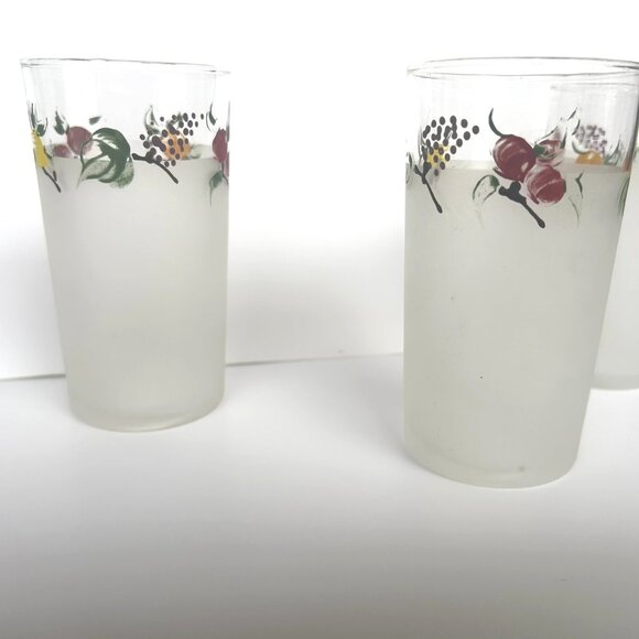 Vintage Frosted Tumbler Glasses with fruit & Berries Set of 3 - Picture 6 of 6